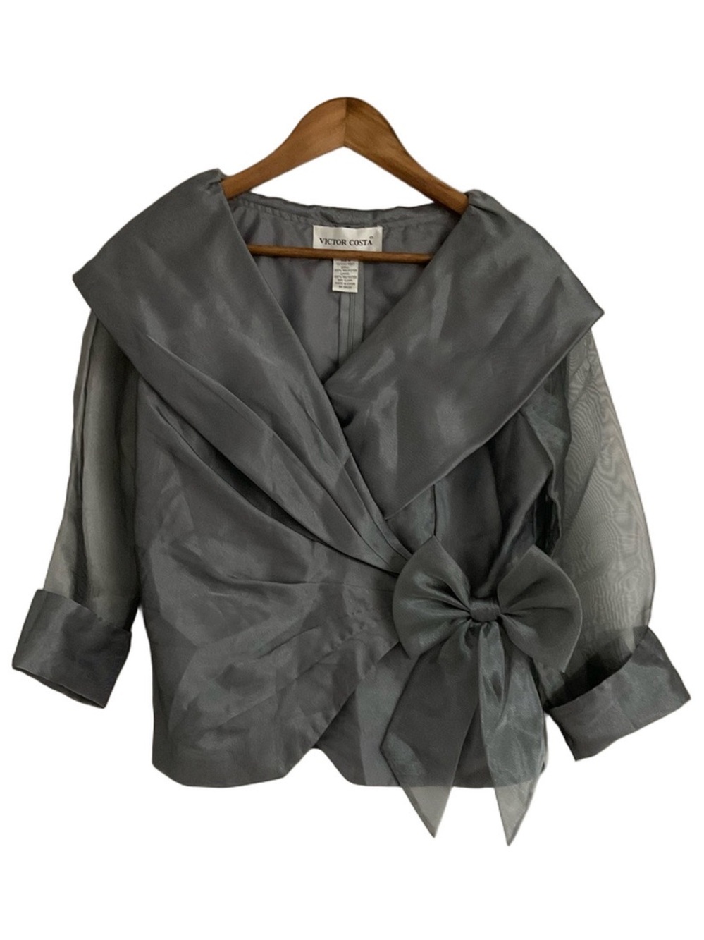 Victor Costa Silver/Gray Formal Evening Jacket with Side Bow Size 10